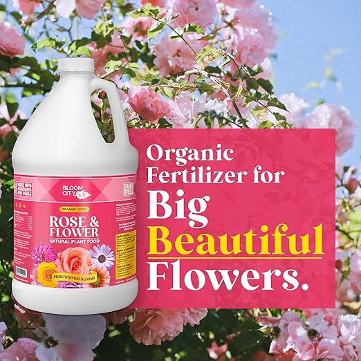 Bloom City Rose & Flower Plant Food – Liquid Fertilizer for More Blooms, Vibrant Color & Healthy Growth, 1 Gallon