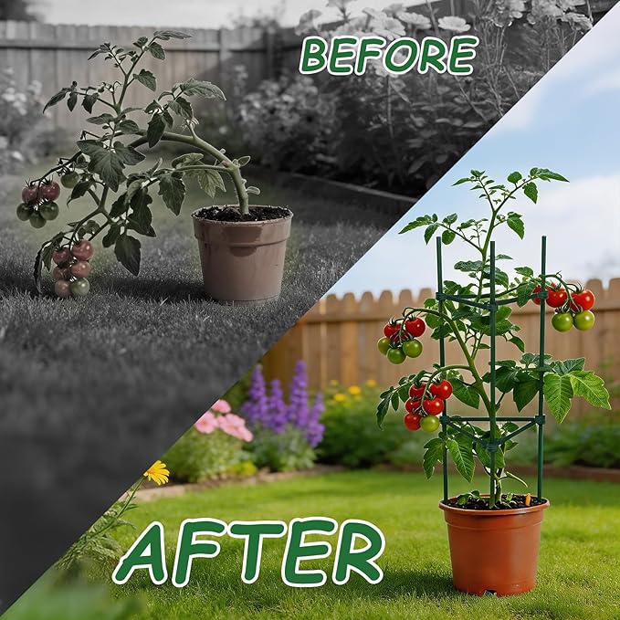 100pcs Garden Stakes Arms for Tomato Cage, Plant Trellis Connectors, Attach 0.43 Inch Dia Tomato Stakes and Plant Stick Supports, 11.8in Plastic Connecting Rod (11mm, No Stake)