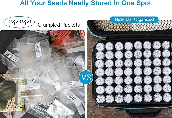 hasumcol 140 Slots Seed Storage Organizer, Garden Saving kit Seed Organizer with 30 Seed Envelopes, Write Label, Funnel, Tweezer for Plants Vegetable Seed Saver (Seeds not Included)