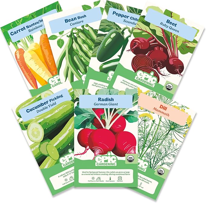 Epic Gardening Pickling Garden Seed Kit - 7 Non-GMO Varieties for Pickling, Includes Beets, Cucumbers, Dill, Jalapeños & More, Easy-to-Grow Seeds in Eco-Friendly Packaging, Perfect for Beginners