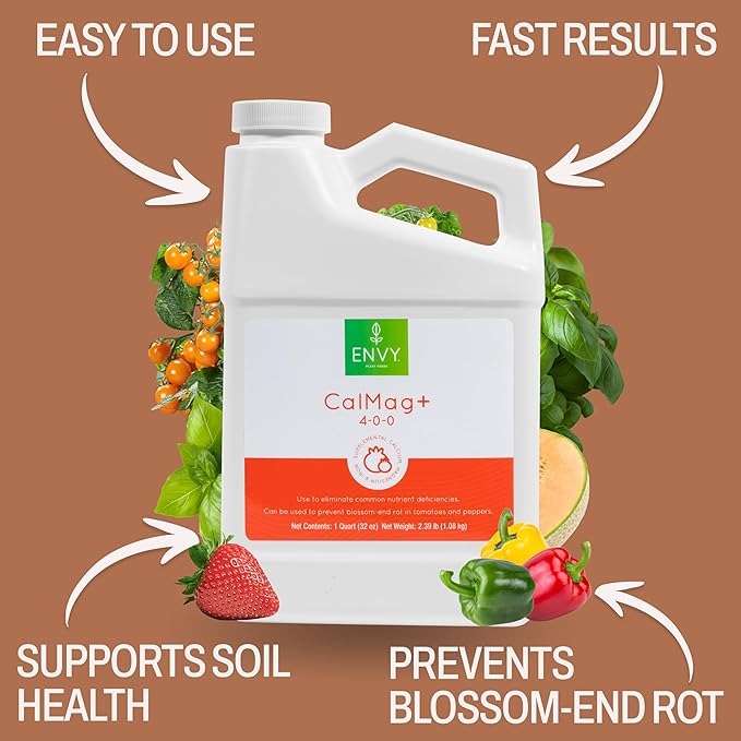 ENVY CalMag+ (4-0-0) Professional Grade Calcium, Magnesium and Iron Liquid Plant Food Supplement for Hydroponics & Soil (Gallon)