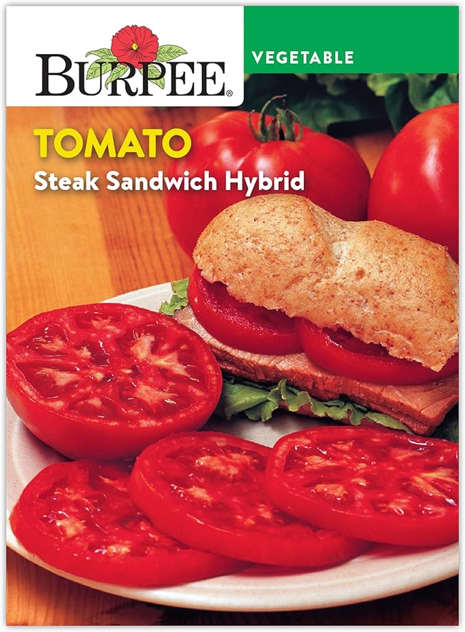 Burpee 'Steak Sandwich Hybrid' Tomato Seeds for Planting - Non-GMO, Indeterminate, Sandwich Slicer Tomato, Burpee Bred, 45mg Seed Packet for Home Garden