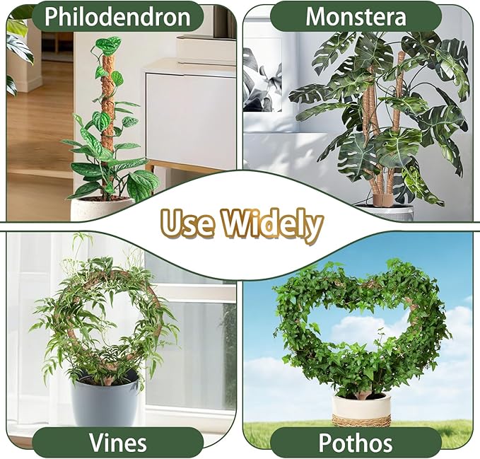 Three in one Bendable Monstera Moss Pole, 30IN Tall Moss Pole Monstera Plant Support for Indoor Plants, Coir Pole Plant Stakes for Climbing Plants, Pothos, Philodendron-1 Pack