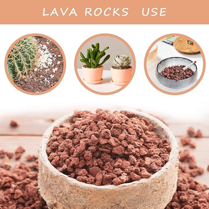 Lava Rocks for Plants -100% Pure Volcanic Rock No Dyes or Chemicals-Best Lava Stones Top Dressing for Cacti Succulents Plants,Bonsai (Red, 15LBS)