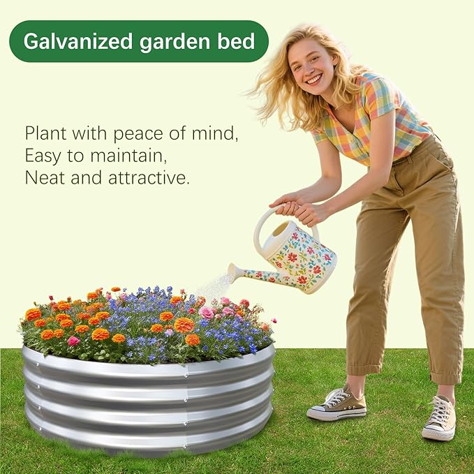 Galvanized Garden Bed Kit for Vegetables/Herbs/Flowers 4x4x1 Outdoor Raised Planter Box