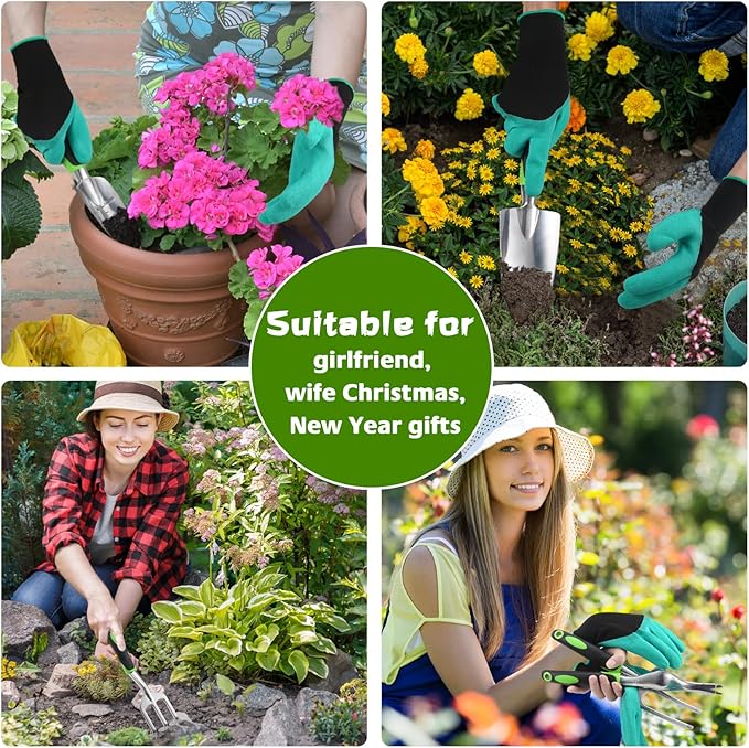 JMOO Garden Tools, 8-Piece Garden Tool Set with Non-Slip Ergonomic HandlesIdeal for All Ages, This is The for Dad and Mom, and Gardening Enthusiasts.