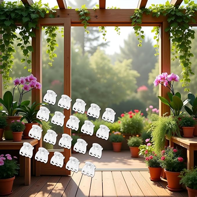 50Pcs Transparent Plant Orchid Clips Flowers Support Clear Fixer for Garden Vine Stem Plants Climbing Clasp Transparent 6 Claws Orchid Clips Plastic Butterfly Plant Support Structures