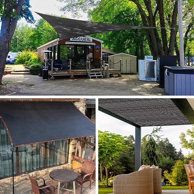 70% 14 X 20 FT Black Shade Cloth, Outdoor Sunblock Shade Cloth with Grommets, Durable Sun Shade Netting Shading Antifreezing for Patio, Garden, Plants Cover, Greenhouse, Barns, Dog Kennel