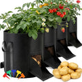 joyhalo 15 Gallon Potato Grow Bags, 4 Pack Planter Pot with Handles, Nonwoven Fabric Pots with Harvest Window & Visible Window, Heavy-Duty Planting Bags for Vegetable & Fruit, 5-Color Plant Labels