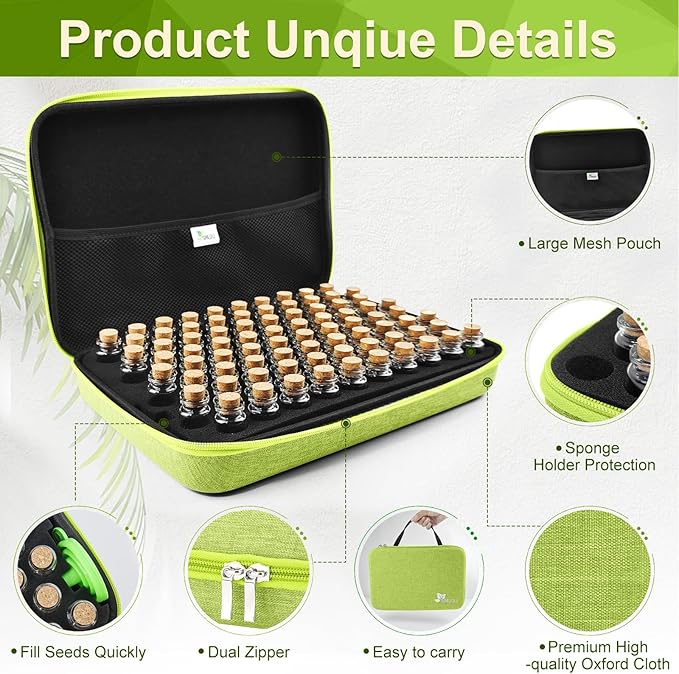 SMUJU 80 Slots Seed Storage Organizer with 40 Seed Envelopes, Sturdy Organizer Storage Box with Label Stickers, Glass Container for Flower Vegetable Garden Seed Saving (Seeds not Included)