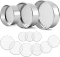 Shimeyao 3 Pcs Soil Sifter Set with 9 Pcs Sieve Meshes 1/2/3/5/6/8/9/10/12 mm Interchangeable Sand Screen Stainless Steel Riddle for Gardening, Garden Sieve for Rock, Sand, Soil, Compost