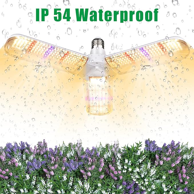 xingruyu 2 Pack 150W LED Grow Light Bulb Foldable Sunlike Full Spectrum Grow Light for Indoor Plants, 414 LEDs Sunlike Plant Light with Power Cord, E27 Plant Lamp for Flowers,Greenhouse Hydroponic