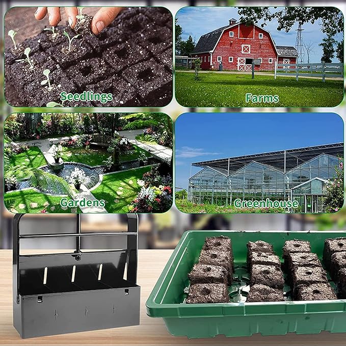 Pssopp Soil Blocking Tool Soil Block Maker 4 Cells Top Hill Soil Blocker Quad Soil Blocker Set for Outdoor Garden Seed Plants