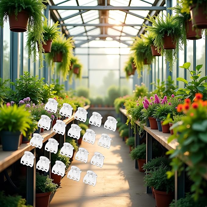 50 Pcs Plant Support Clips,Plant Orchid Clips Flowers Support Clear Fixer for Garden Vine Stem Plants Climbing Clasp Transparent 6 Claws Orchid Plastic Butterfly Plant Support Garden Structures