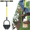 Jardineer Edger Lawn Tool Manual, Manual Half Moon Edger with Double V-Shaped Serrated Edge Blade and Wider Handle, Edging Tool for Landscaping, Sidewalks, Lawn Border, Flower Bed and Yard