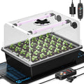 Hon&Guan 1 Pack Seed Starting Kit - 30 Cell Seed Starter Tray with Higher 5.3” Humidity Dome, LED Growing Lights and 10"x20.75" Seedling Heat Mat, Adjustable Vents - Germination & Plant Propagation