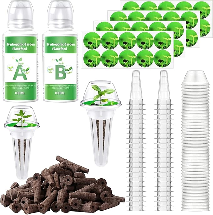 162 pcs Seed Pod Kit for Aerogarden, Grow Anything Kit for Hydroponics, Hydroponics Supplies with 40 Grow Sponges, 40 Grow Baskets, 40 Pod Labels, 40 Grow Domes, 1 A&B