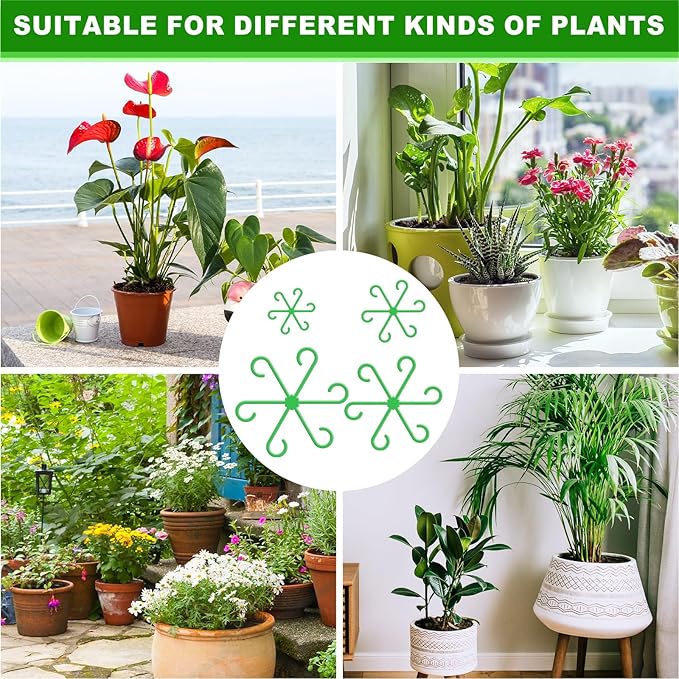 16pcs Plant Stem Support, Plant Support for Indoor Plants, 4 Sizes Climbing Houseplant Stem Supports, Plant Support Rings, Leaf Holders, Indoor Plant Stakes Stabilizer Accessories