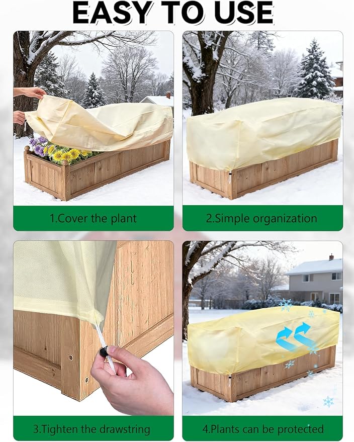 2 Pack Plant Covers Freeze Protection, Plant Frost Protection Covers, Winter Plant Covers, Plant Protection Wrap Cover, Reusable Frost Cloths for Outdoor Plant, with Drawstring (59"x17.7"x15.7")
