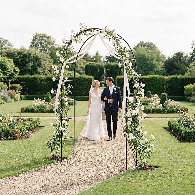 Iron Pergola Arbor Practical, 7.9 Feet High x 4.6 Feet Wide, Assemble Easily for Various Climbing Plant Wedding Garden Arch Bridal Party Decoration Wide Arbor