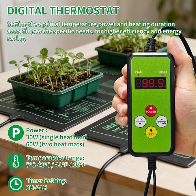 Seedling Heat Mat with Temperature Control Durable Waterproof Plant Heating Pad 10"x 20.75" for Germination, Indoor Gardening, Greenhouse