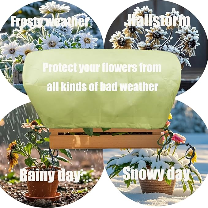 EJW Plant Covers, Freeze Protection for Plants,3 Pack 23.8"*11.8"*11.8" Frost Cloth for Plants，Plant Protectors for Winter，Frost Blankets for Plants， Used for Flower pots, Flower Boxes, Small Plants
