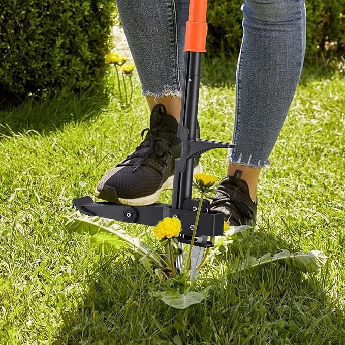 Weed Puller Tool with Long Handle, 43Inch Stand Up Weeder Hand Tool, Easily Remove Weeds Without Bending, Kneeling