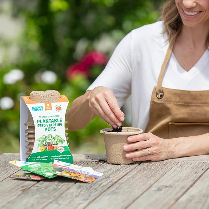 Back to The Roots Organic & PLANTABLE 4.25" Wide Seed Starting POTS (8 CT)