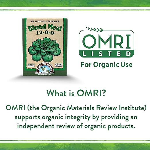 Down To Earth All Natural Fertilizers Organic Blood Meal - High Nitrogen Plant Food for Green Growth 12-0-0, 4 lb