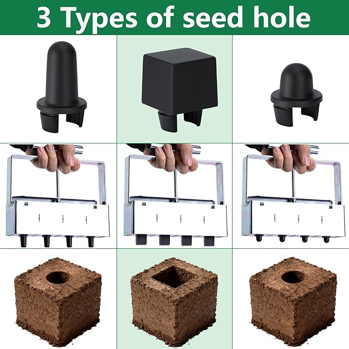 Adnee 24 Pcs Soil Block Maker Seed Pins, 3 Types Soil Blocker Seed Hole Maker, Seed Plug Maker Fit for Mini 4 Mini 5 Long-Handle Soil Blockers, Seed Pin Only
