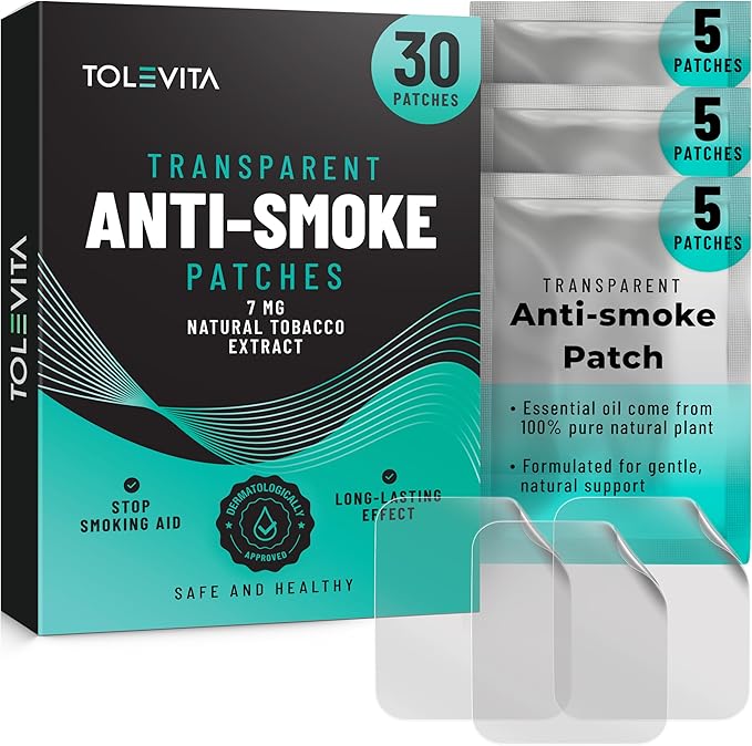 TOLEVITA Anti- Smoke Herbal Patches Transparent 7 mg | Quit Smoking Patches to Help Reduce Cravings | Herbal Stop Smoking Aid for a Healthier Lifestyle - 30 Patches