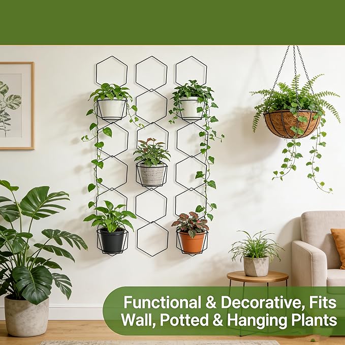 Wall Trellis Indoor, Garden Trellis Plant Accessories Sturdy Wall Trellis for Indoor Climbing Plants, Practical Plant Accessories with Stable Support for Pothos, Ivy, Monstera & More Houseplants