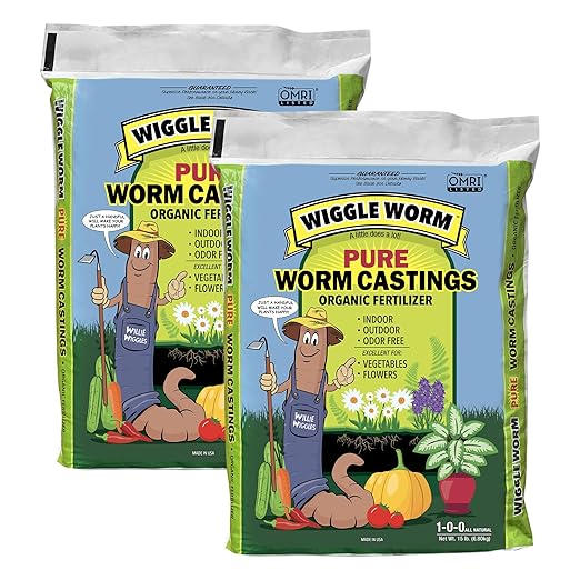 100% Pure Organic Mineral-Dense Worm Castings Fertilizer, 15lbs, Pack of 2 - Improves Soil Fertility and Aeration for Growing Better Houseplants, Vegetables, and More