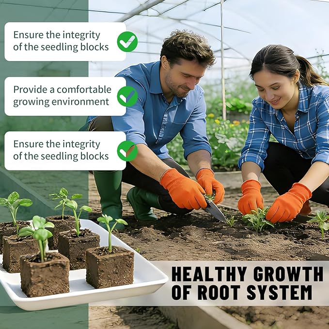 Soil Block Maker Bundle - Large 2" and Small 0.67" Handle Manual Soil Blocker 2 Inch with 3 Types of Seed Pins, Seedling Tray, Grow Tweezer - Seed Starter Tool for Garden Seedlings, Cuttings