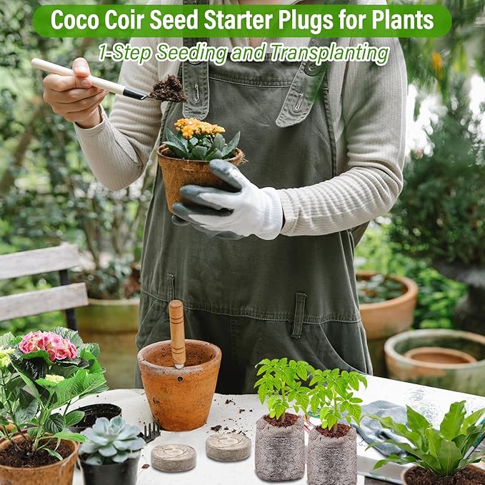 Legigo 100 PCS Coco Coir Seed Starter Pellets, 35mm Coconut Coir Soil Plugs for Seed Germination, Compressed Seed Plant Starter Soil Pods Plugs for Starting Seed Planting Herbs Flowers Vegetables