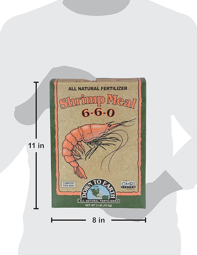 Down to Earth All Natural Fertilizers Organic Shrimp Meal - Rich in Nitrogen, Phosphorus, and Calcium 6-6-0, 2 lb