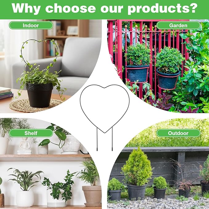 2PCS Heart Plants Trellis for Climbing Indoor, Small Trellis for Potted Plants 12.20 X 9.06inch, Plant Support Stake Houseplant for Garden Potted Plant, Hoya, Pothos, Flower