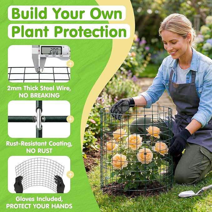 10 Pack Round Plant Protector from Animals – 30pcs 12" × 12" Metal Wire Mesh Garden Plant Cages Wire Plant Covers Pre-Bent Metal Mesh for Seedling Raised Bed Garden Protection for Vegetables Flower