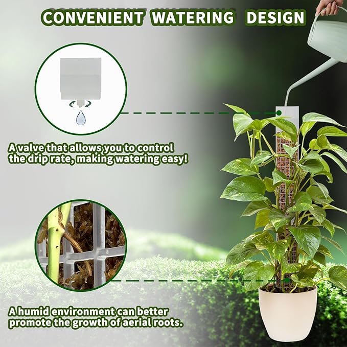 2PCS 18.7-Inch D-Shaped Self-Watering Moss Pole - Plastic Monstera Support for Indoor Climbing Plants. (2, White)
