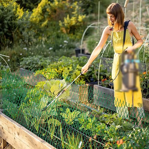 West Bay 39.4Ft x 16In Plant Protectors from Animals, Plant Cages for Outdoor Plants, Chicken Wire Netting to Keep Animals Out, Metal Mesh Plant Protector with Ground Stakes, Nylon Ties & Pliers