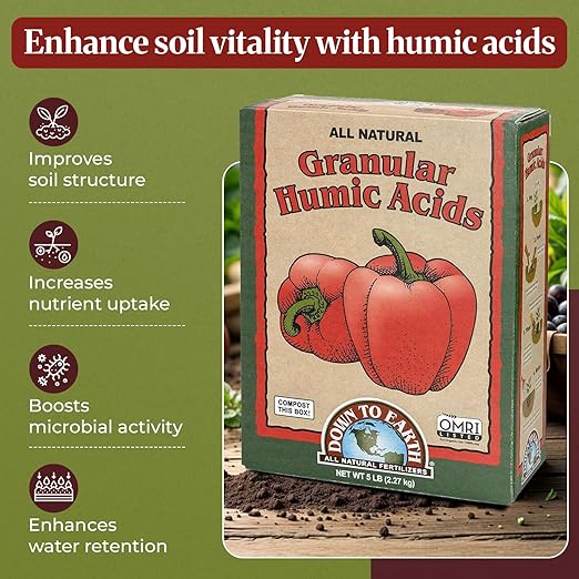 Down to Earth Azomite Powder & Granular Humic Acids | Volcanic Ash Mineral & Humic Acid | OMRI Listed | Ideal for Vegetable Gardens, Lawns, Beds, Row Crops & Containers | 5 lb Each