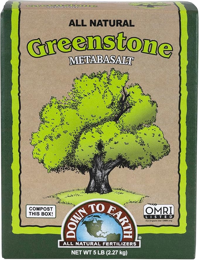 Down To Earth All Natural Fertilizers Organic Greenstone Metabasalt - Soil Amendment with Trace Minerals, Iron, Calcium, Magnesium, 5 lb