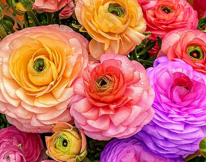 Mixed Peony Ranunculus Bulbs- Persian Buttercup -10 Corms Bulbs Flowering Blooms Perennial Bulbous Root Garden Plant (Mixed Ranunculus Bulbs)