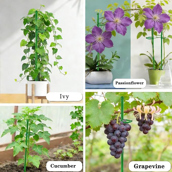 10PCS Plant Stakes for Indoor Plants 15.7in Plant Support Stakes & Moss Pole Kit Orchid Stakes and Clips Monstera Stakes, Tall Plant Sticks, and Fixing Pins