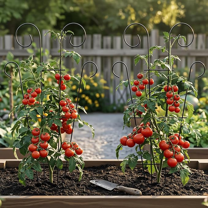 4 Pack 43 Inch Plant Trellis for Potted Plants, Metal Garden Trellis for Climbing Plants, Indoor Outdoor Decorative Vine Support for Pots, Wave Shape, Black