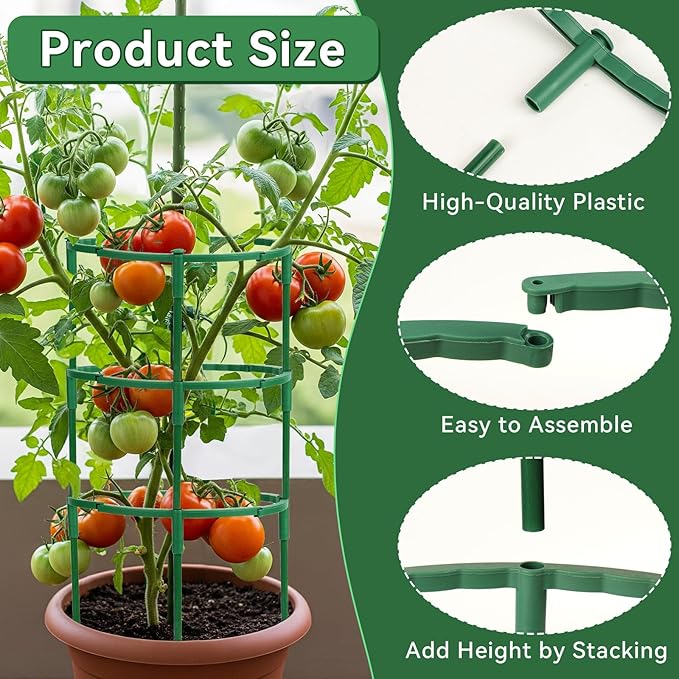 12 Pack Plant Support Stakes, 6.3 x 5.9 Inch Plastic Plant Cage Holders, Half Round Plants Support, Garden Flower Stakes for Indoor Outdoor Climbing Plants Vegetable Flower Pot