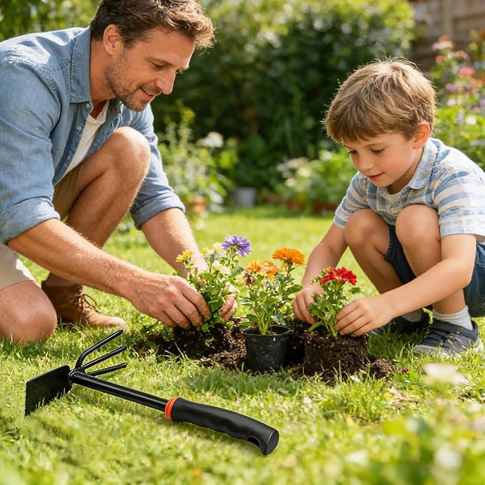 Garden Trowel with Rubber Handle, Multi-Use Flat Garden Hand Trowel for Planting, Weeding, Transplanting, Digging, Small Weeding Knife for Gardening