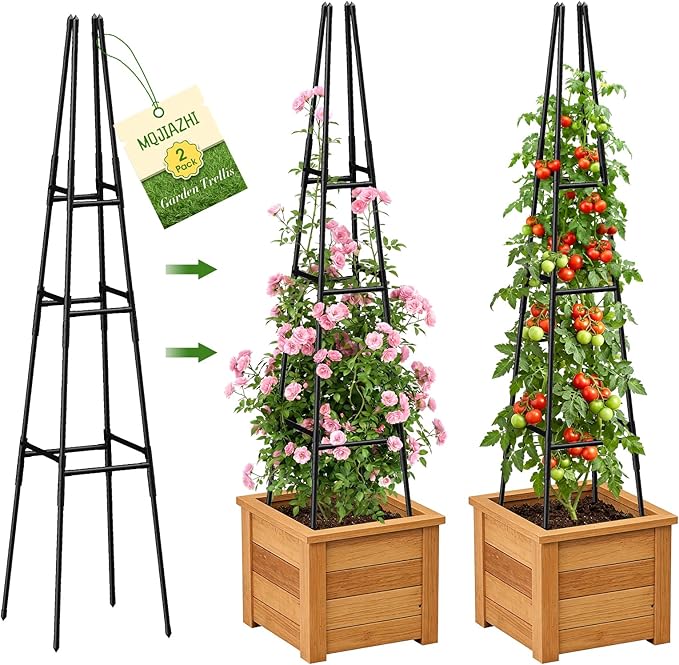 2 Pack Garden Obelisk Trellis for Climbing Plants Outdoor Indoor Pots, Plant Trellis for Climbing Plant Support for Climbing Plants Garden Trellis for Indoor Potted Plants, Vines, Climbing Rose