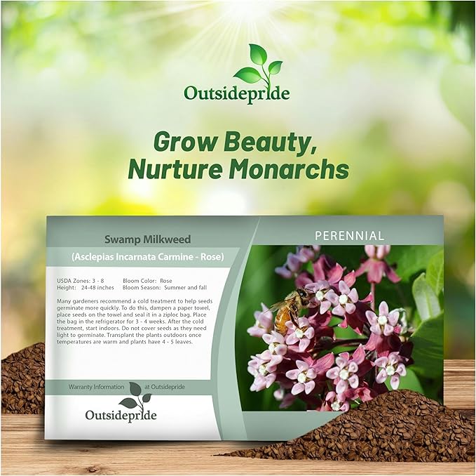 Outsidepride Carmine Rose Swamp Milkweed Seeds - 1000 Pcs Perennial, Heat & Humid Tolerant, Pollinator-Friendly Wildflower Seeds, Ideal for Monarch Butterflies, Cut Flowers, Borders, or Meadows