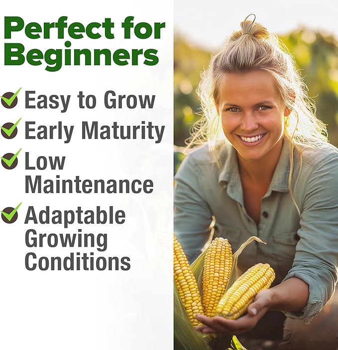 HOME GROWN Golden Bantam Corn 2 Pack – 200 Heirloom Vegetable Seeds – Grow Sweet Corn Outdoors – Easy for Beginners & Great for Home Gardeners –High Germination (Zea mays)